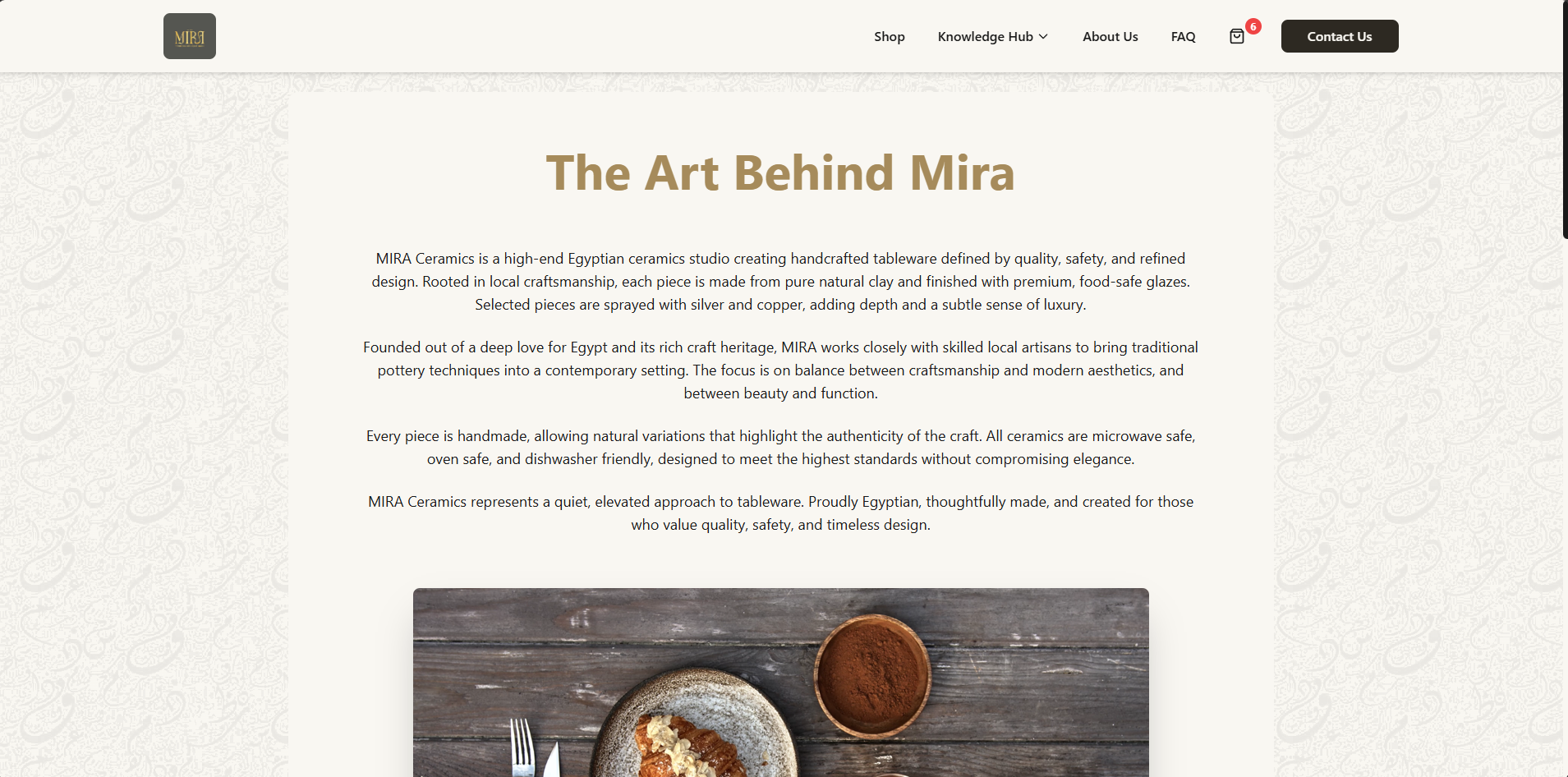 Mira Ceramics, About Page